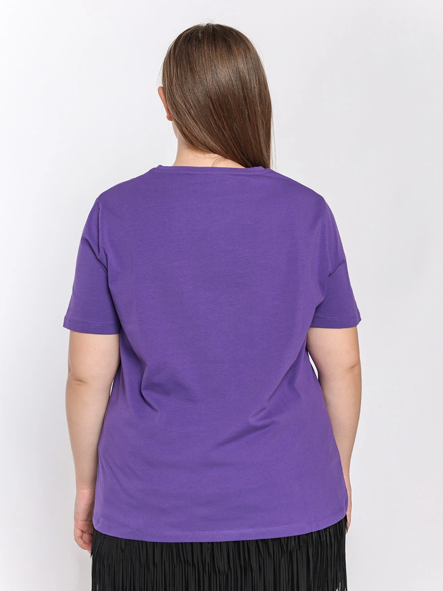 Фиолетовая футболка с коллажным фото-принтом